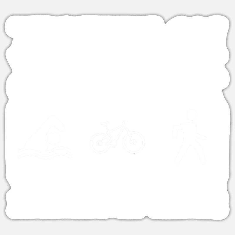 Triathlon Training Lustiges Triathlet Geschenk - Sticker Größe S (10 x 10 cm) - Mattweiß