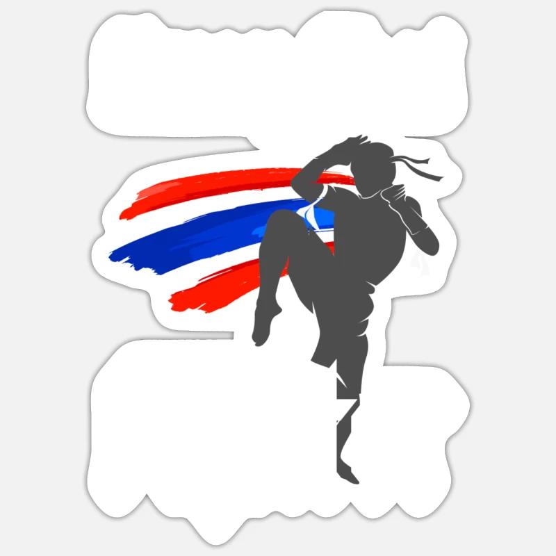 Combattant de Muay Thai - Sticker taille S (10 x 10 cm) - blanc mat
