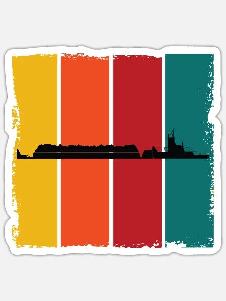 Schleppschiff Retro - Sticker Größe S (10 x 10 cm) - Mattweiß
