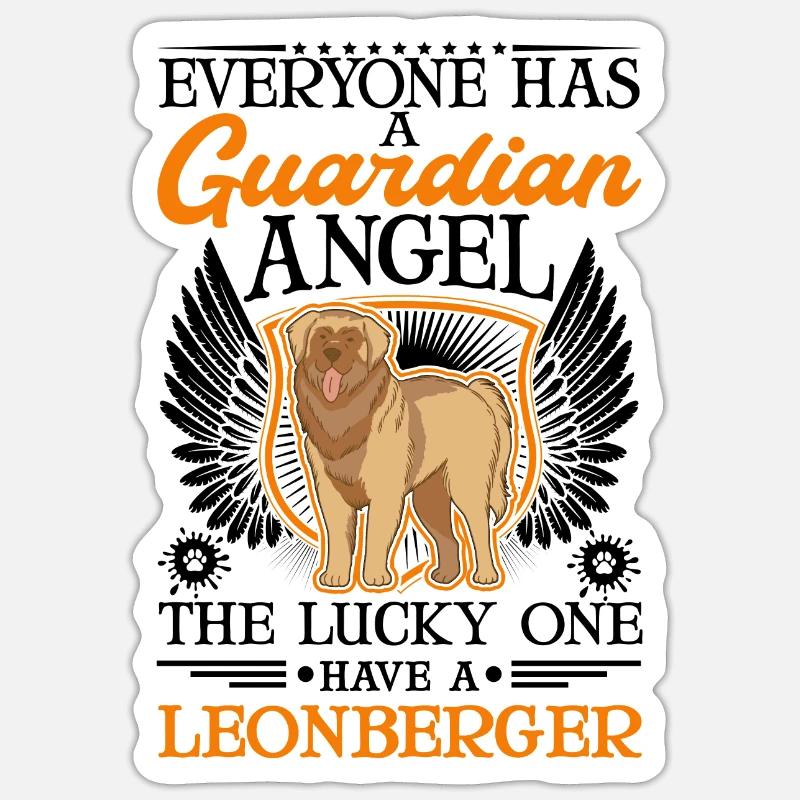Leonberger Schutzengel - Sticker Größe S (10 x 10 cm) - Mattweiß