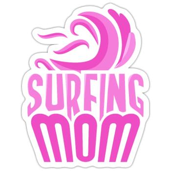Surf Mama Surf Surfer Planche de surf - Sticker taille S (10 x 10 cm) - blanc mat - Devant