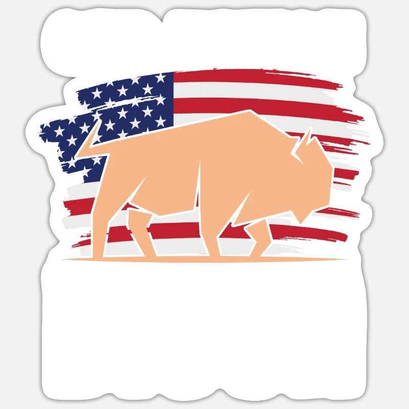 Bison d’Amérique Buffalo - Sticker taille S (10 x 10 cm) - blanc mat