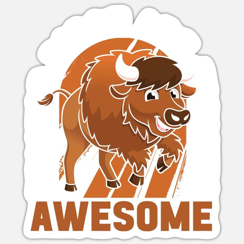 Bison d’Amérique Buffalo - Sticker taille S (10 x 10 cm) - blanc mat
