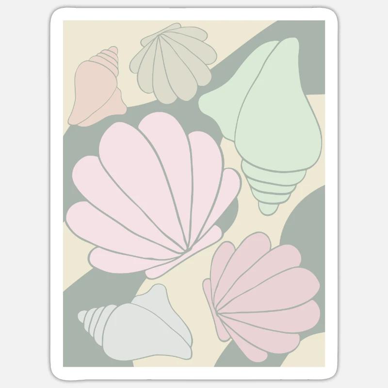 Danish Pastel Aesthetic Shell - Sticker size S (10 x 10 cm) - white matte