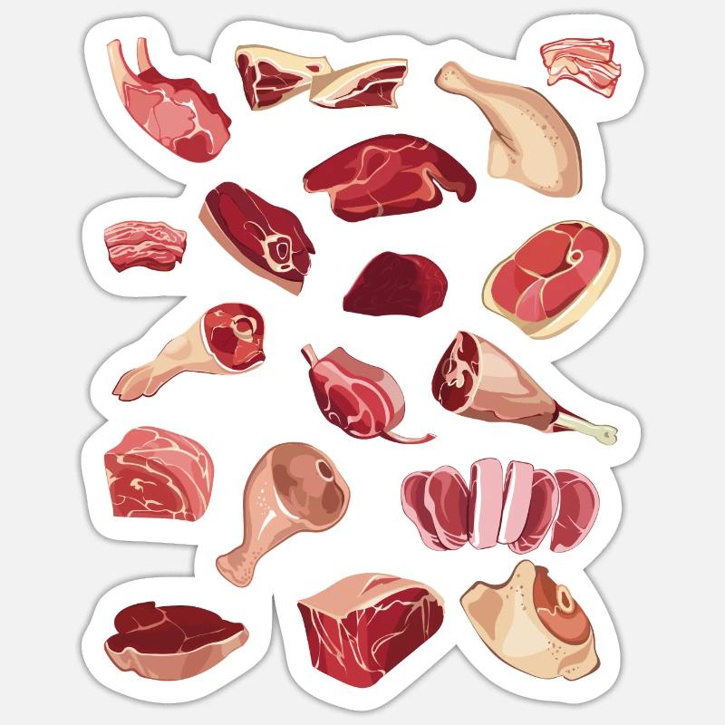 Meatcore Ästhetische Fleischsammlung Sticker Größe S (10 x 10 cm)
