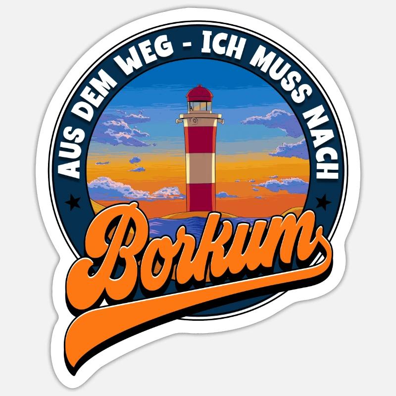 Borkum - Sticker Größe S (10 x 10 cm) - Mattweiß