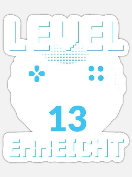 Level 13 Erreicht Gamer - Sticker Größe S (10 x 10 cm) - Mattweiß