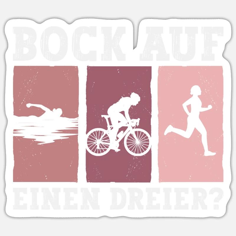 Bock Auf Einen Dreier? - Triathlon Triathlet - Sticker Größe S (10 x 10 cm) - Mattweiß