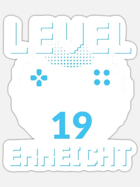 Level 19 Erreicht Gamer - Sticker Größe S (10 x 10 cm) - Mattweiß