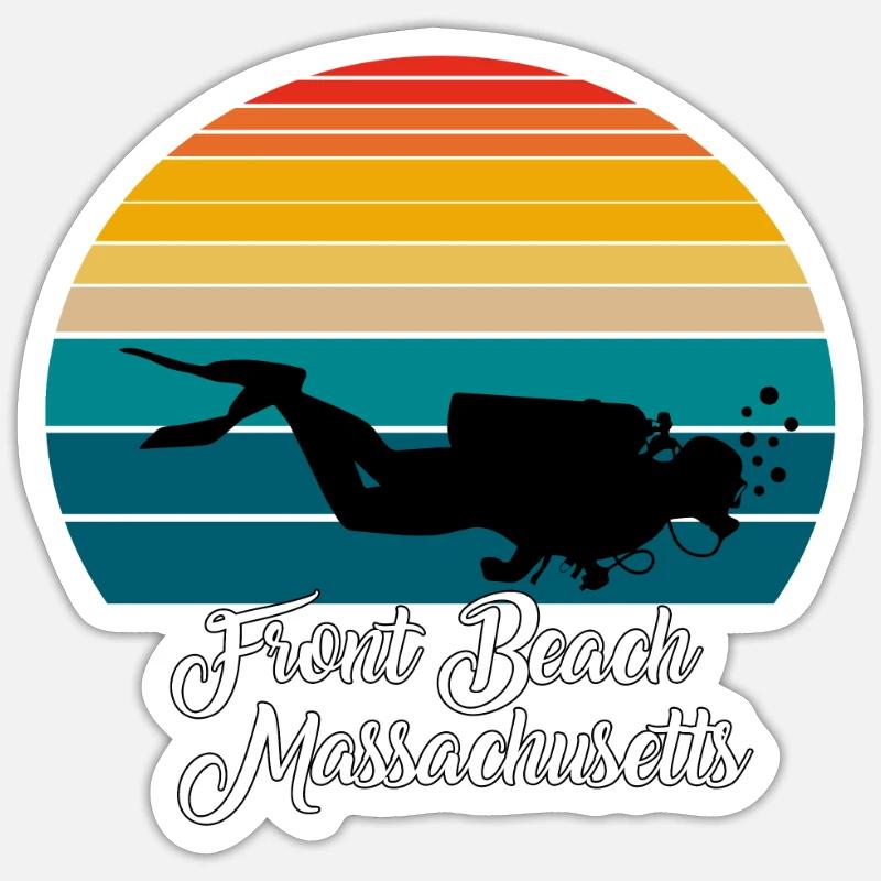 Front Beach Massachusetts Plongée Sticker taille S (10 x 10 cm)