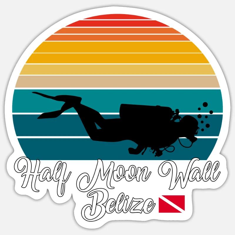 Demi-lune Mur Belize Plongée - Sticker taille S (10 x 10 cm) - blanc mat