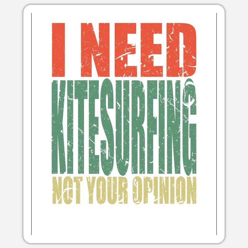 Kitesurf en disant drôle - Sticker taille S (10 x 10 cm) - blanc mat
