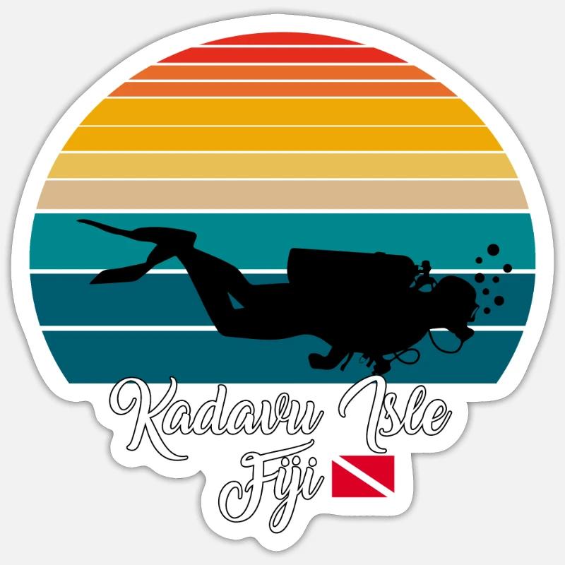 Kadavu Isle Fidji Plongée - Sticker taille S (10 x 10 cm) - blanc mat