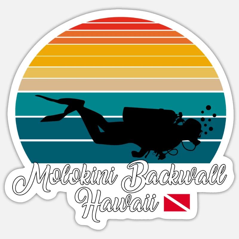 Molokini Backwall Hawaii Plongée - Sticker taille S (10 x 10 cm) - blanc mat