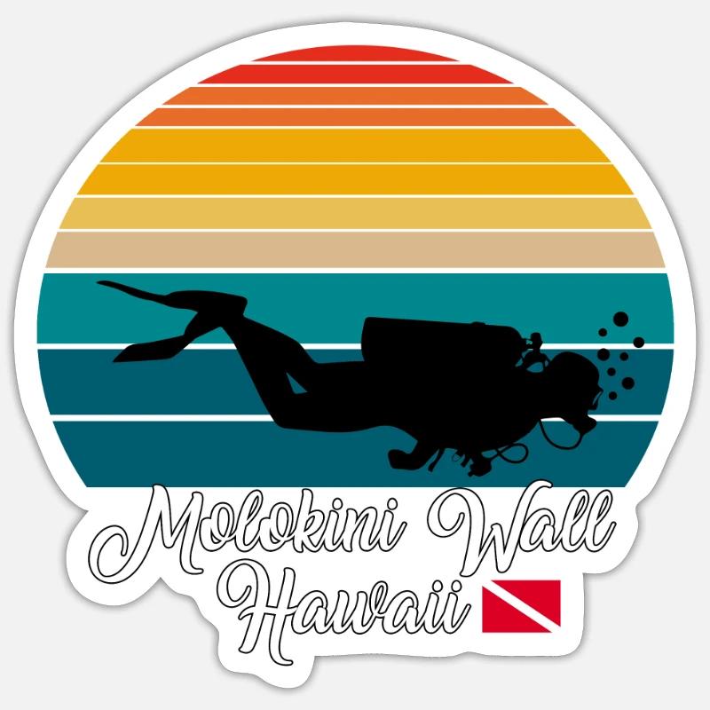 Molokini Wall Hawaii Plongée - Sticker taille S (10 x 10 cm) - blanc mat