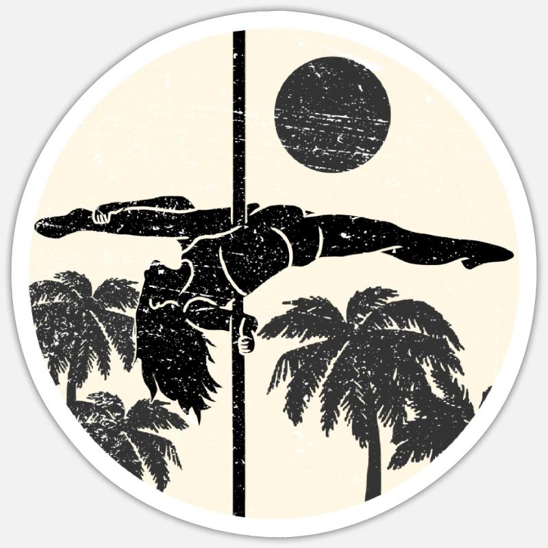 Vintage Pole Danicing Dancer Pole Dance - Sticker taille S (10 x 10 cm) - blanc mat