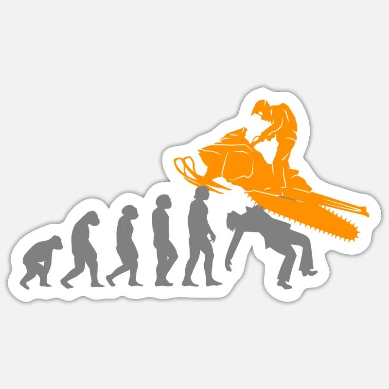 Snowmobile driver Snowmobile Evolution - Sticker size S (10 x 10 cm) - white matte