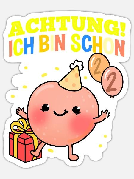 Achtung Ich Bin Schon 2 Geburtstag Pfirsich - Sticker Größe S (10 x 10 cm) - Mattweiß