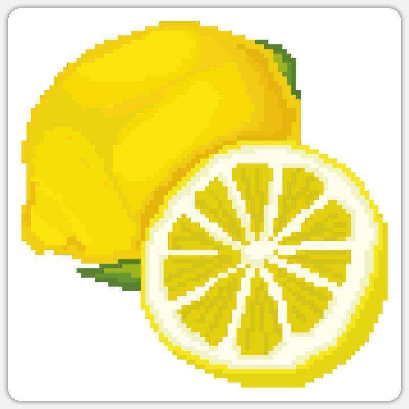 Retro Pixel Zitrone - Sticker Größe S (10 x 10 cm) - Mattweiß