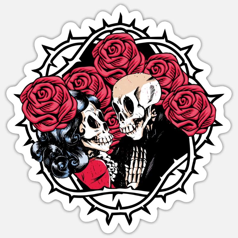 Infinite Love and Romance Gothic Bones Skeleton - Sticker size S (10 x 10 cm) - white matte