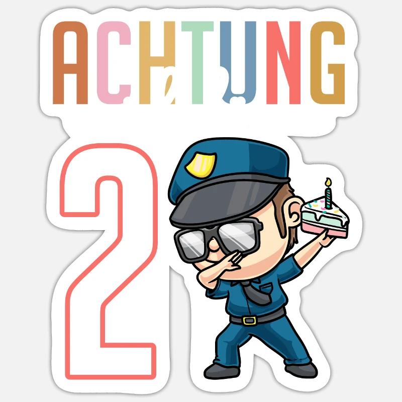 2. Geburtstag Mädchen 2 Jahre Polizei - Sticker Größe S (10 x 10 cm) - Mattweiß