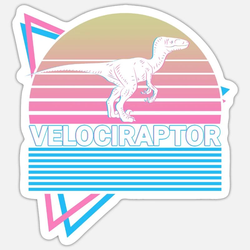 Velociraptor Dinosaur Retro Sticker size S (10 x 10 cm)