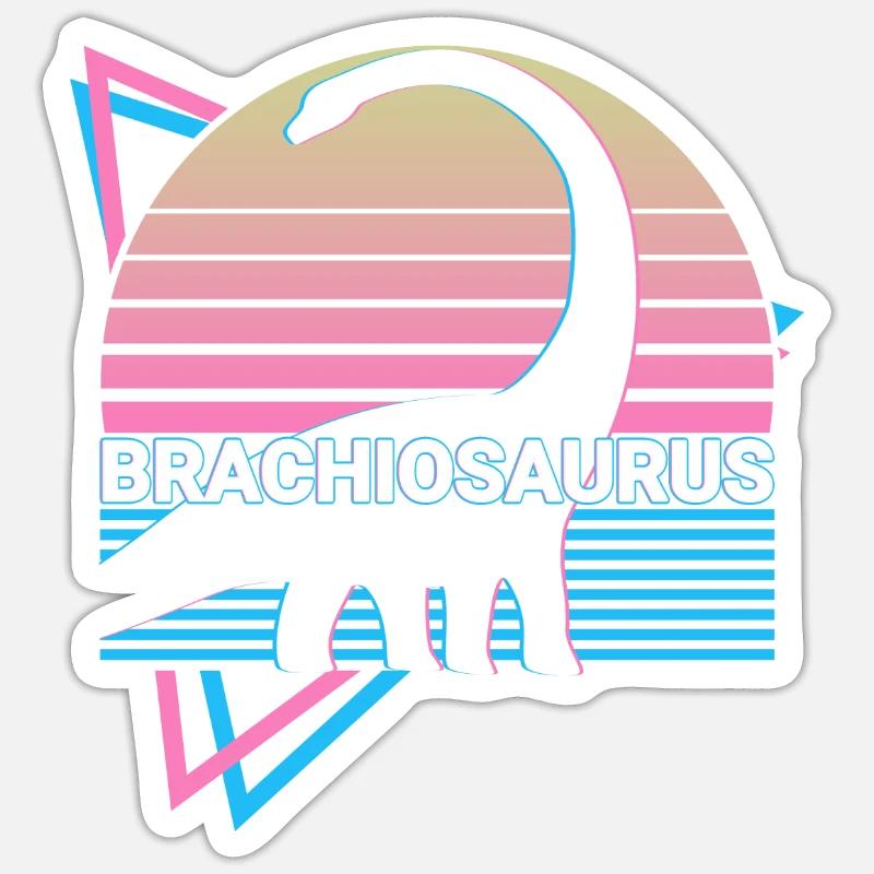 Brachiosaurus Dinosaur Retro - Sticker size S (10 x 10 cm) - white matte