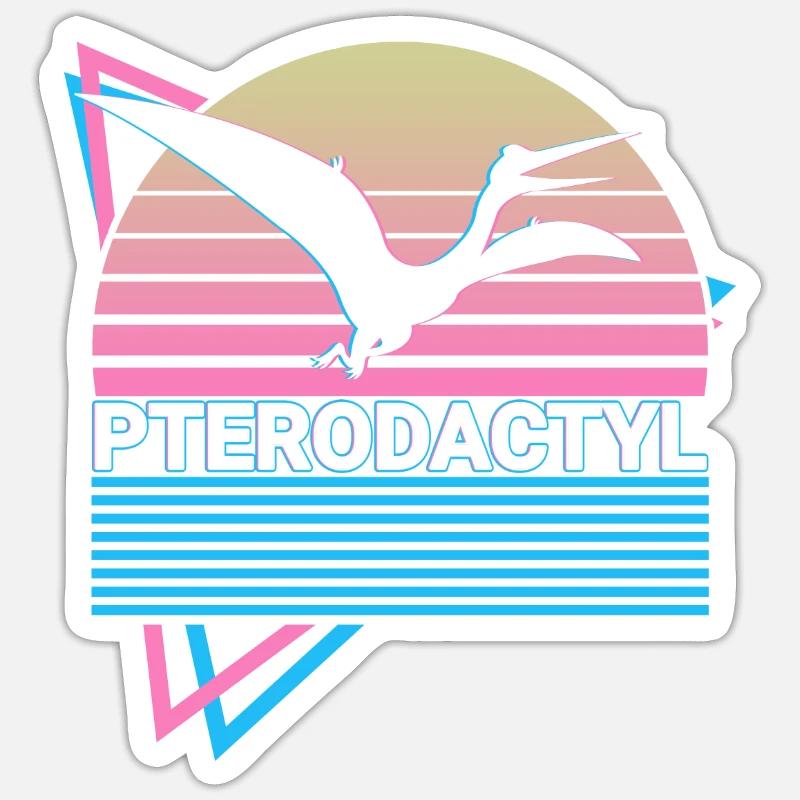Ptérodactyle Ptérosaure Dinosaure Rétro - Sticker taille S (10 x 10 cm) - blanc mat