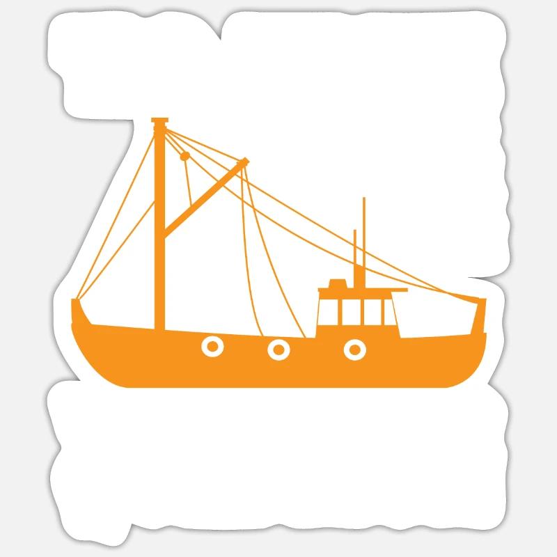 Fischkutter Fischen - Sticker Größe S (10 x 10 cm) - Mattweiß