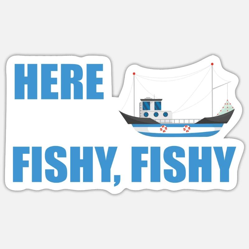 Fischkutter - Sticker Größe S (10 x 10 cm) - Mattweiß