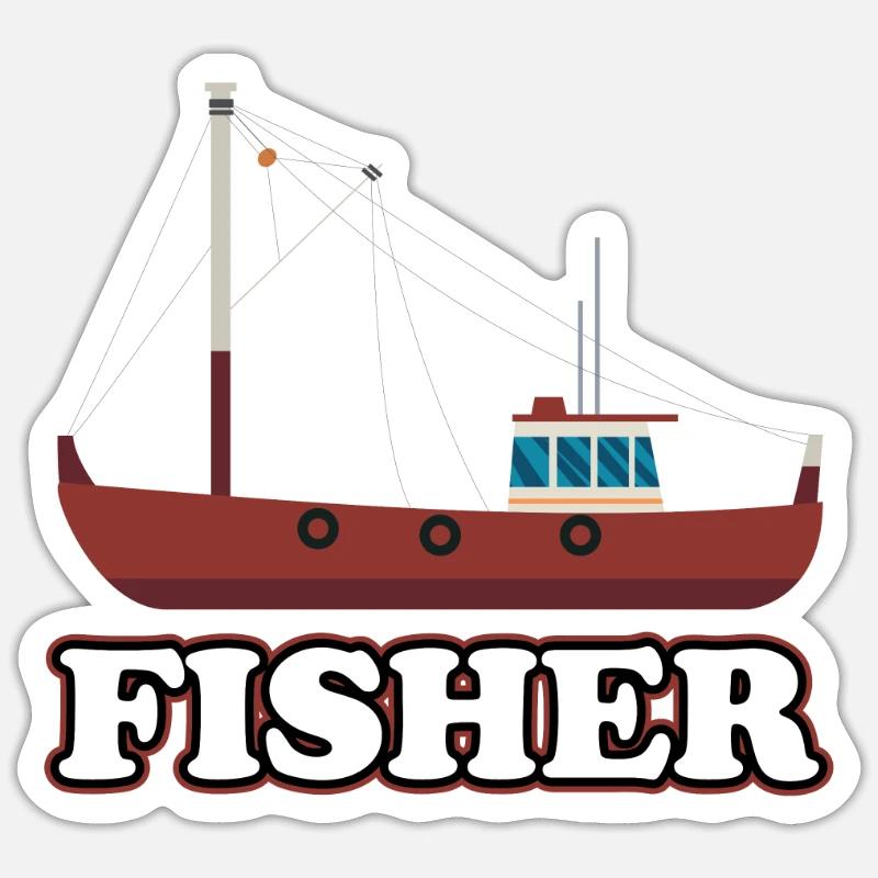 Fischer - Sticker Größe S (10 x 10 cm) - Mattweiß