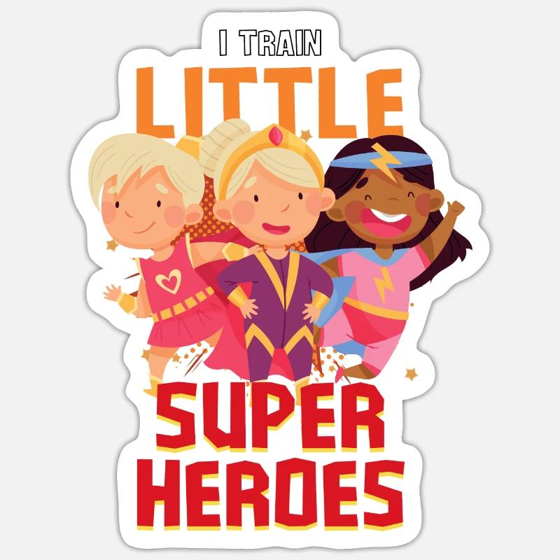 Une formatrice d’enseignants de maternelle éduque des petits super-héros Sticker taille S (10 x 10 cm)