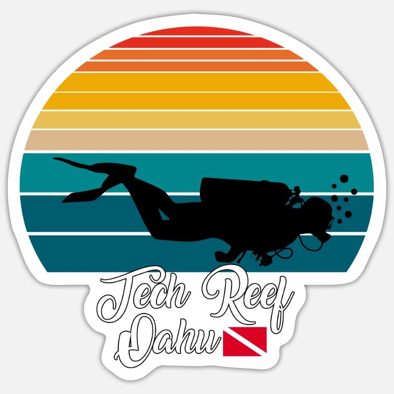 Tech Reef Oahu Plongée - Sticker taille S (10 x 10 cm) - blanc mat