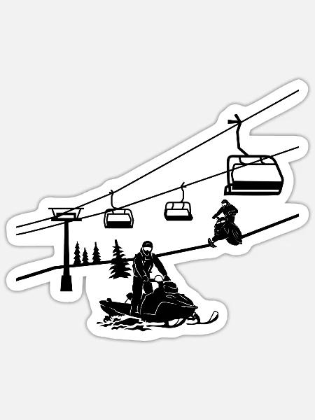Schneemobil-Fahrer Motorschlitten Schneemotorrad - Sticker Größe S (10 x 10 cm) - Mattweiß