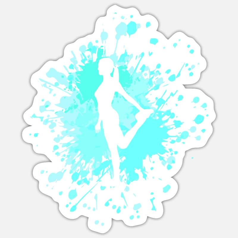 Danseur Stretching Color Splash - Sticker taille S (10 x 10 cm) - blanc mat