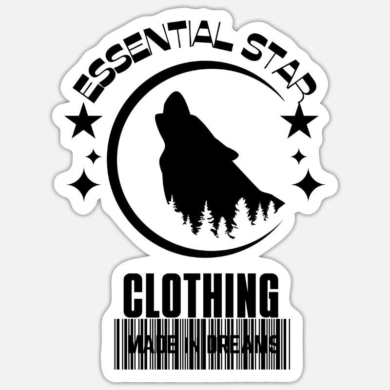 Essential Wolf Star - Sticker Größe S (10 x 10 cm) - Mattweiß