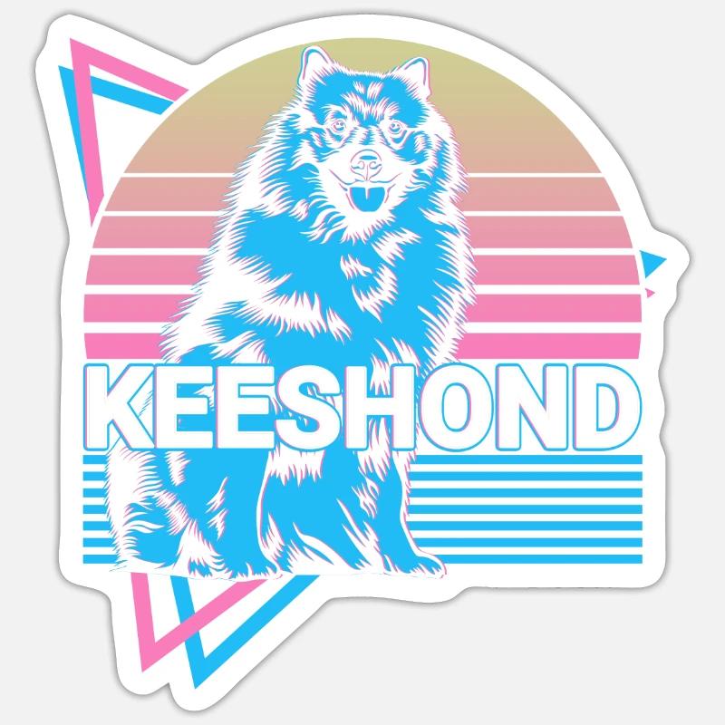 Keeshond Retro - Sticker size S (10 x 10 cm) - white matte