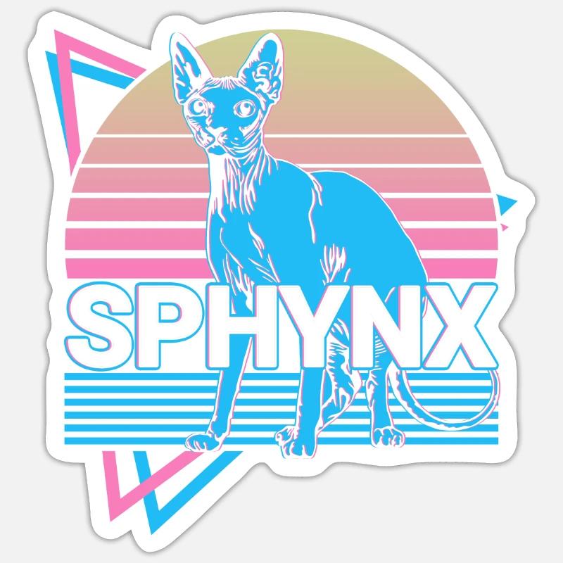 Sphynx Katze Retro - Sticker Größe S (10 x 10 cm) - Mattweiß