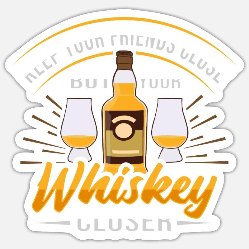 Whiskey-Design n Whiskey-Trinker - Sticker Größe S (10 x 10 cm) - Mattweiß