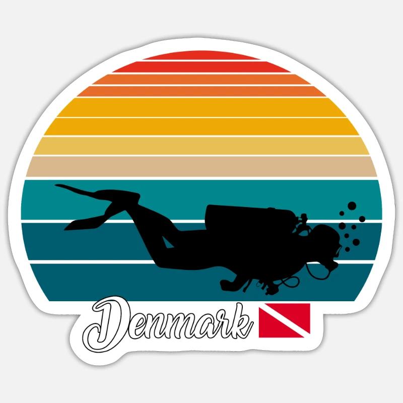 Danemark Plongée Sous-Marine Cadeau - Sticker taille S (10 x 10 cm) - blanc mat