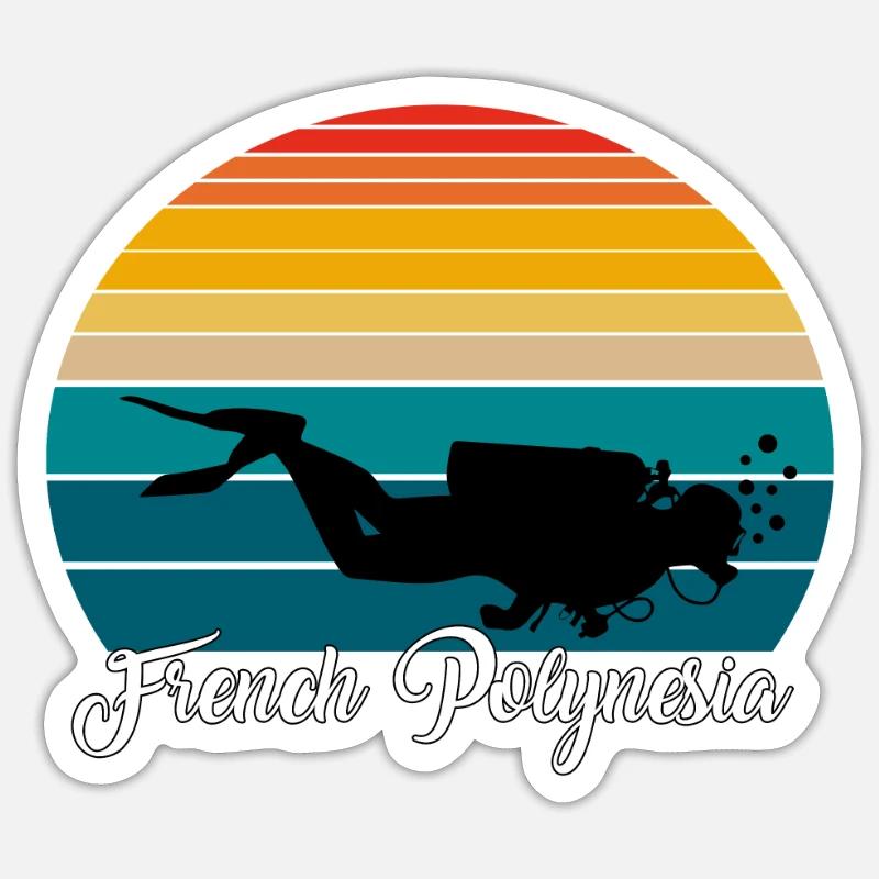 French Polynesia Scuba Diving Gift - Sticker Größe S (10 x 10 cm) - Mattweiß