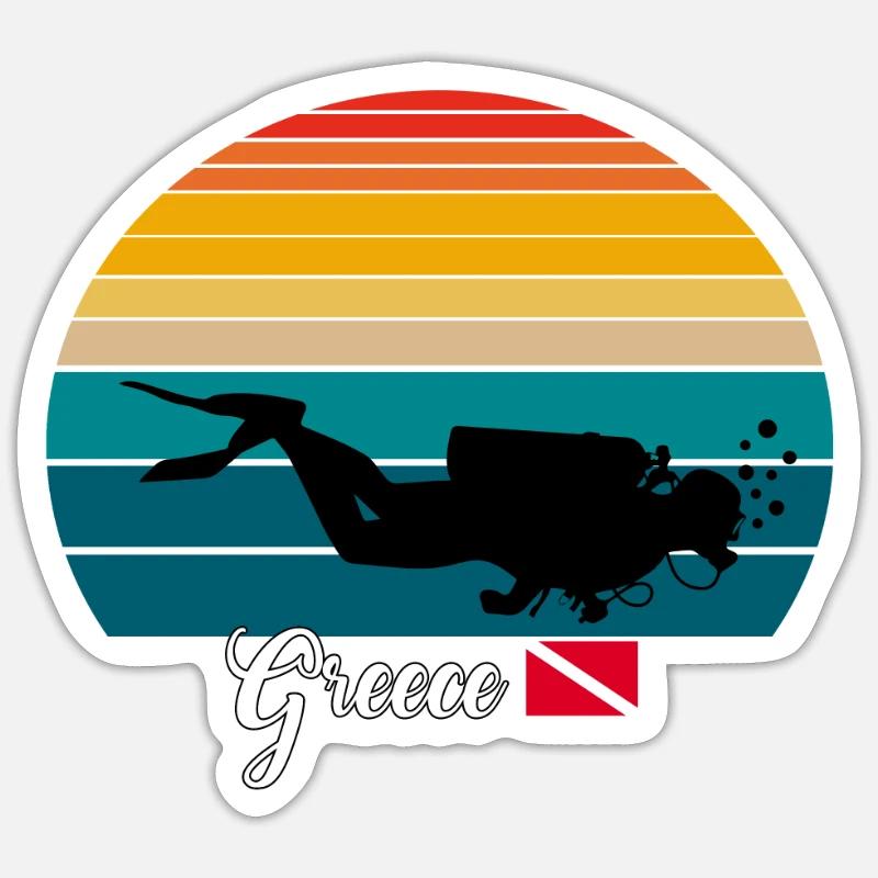 Greece Scuba Diving Gift - Sticker Größe S (10 x 10 cm) - Mattweiß