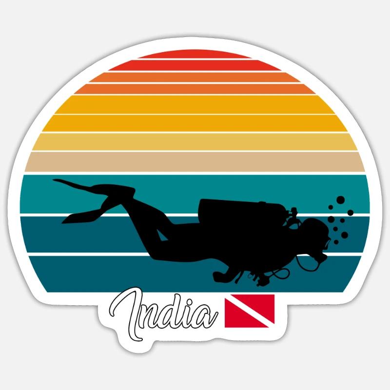 India Scuba Diving Gift - Sticker Größe S (10 x 10 cm) - Mattweiß