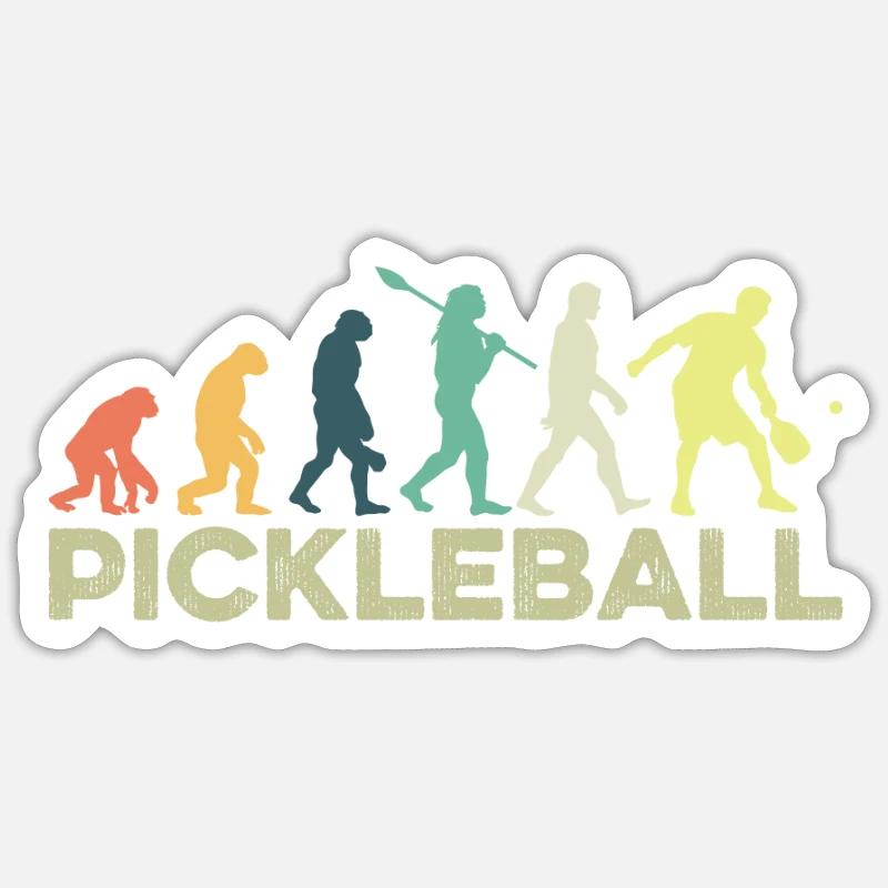 Lustige Evolution Paddle Pickleball Spieler Dink Spaß - Sticker Größe S (10 x 10 cm) - Mattweiß