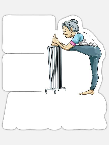 Fit im Alter für die Oma und Großmutter - Sticker Größe S (10 x 10 cm) - Mattweiß