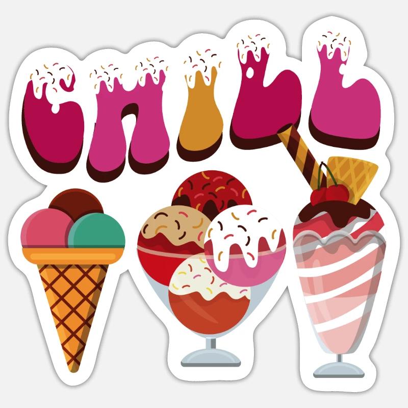 Crème glacée Cone Chill - Sticker taille S (10 x 10 cm) - blanc mat