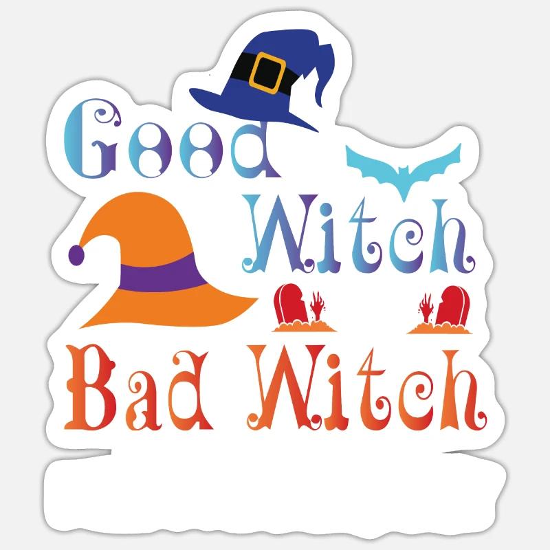 Good Witch Bad Witch Costume Witch Hat Halloween Sticker Größe S (10 x 10 cm)