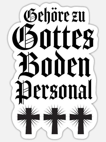 Pfarrer Priester Diakon Gottes Bodenpersonal - Sticker Größe S (10 x 10 cm) - Mattweiß