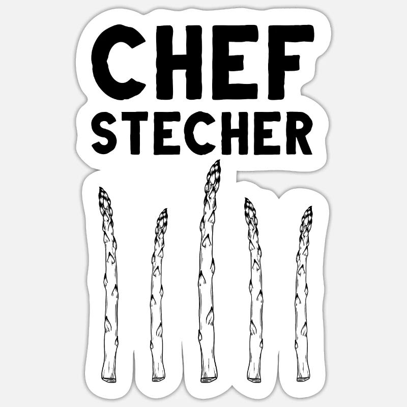 Chefstecher Spargelstecher Spargelernte Bauer - Sticker Größe S (10 x 10 cm) - Mattweiß