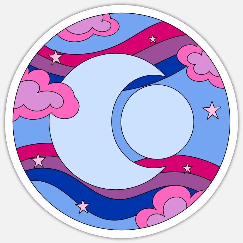 Fierté bisexuelle De la Lune de l’espace bisexuelle - Sticker taille S (10 x 10 cm) - blanc mat